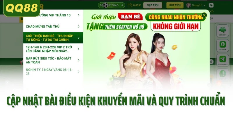 Cập nhật bài điều kiện khuyến mãi và quy trình chuẩn